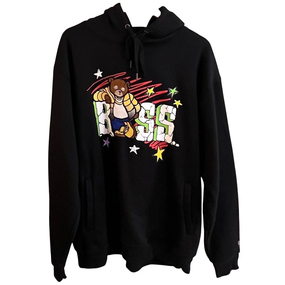 Bleecker & Mercer Black Embroidered Graphic Boss Hoodie Sweatshirt‎ Men's 3XL